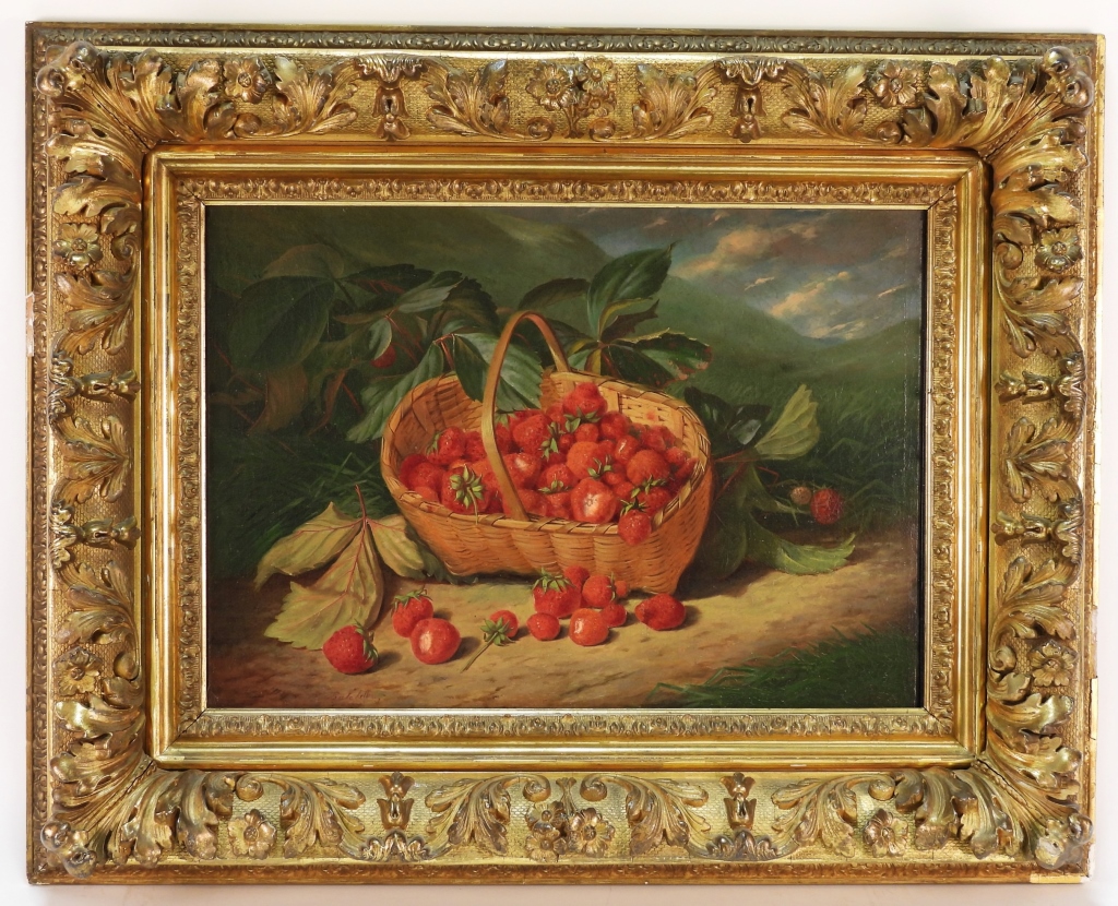 Appraisal: FREDERICK BATCHELLER STRAWBERRY BASKET PAINTING Rhode Island - Depicts a