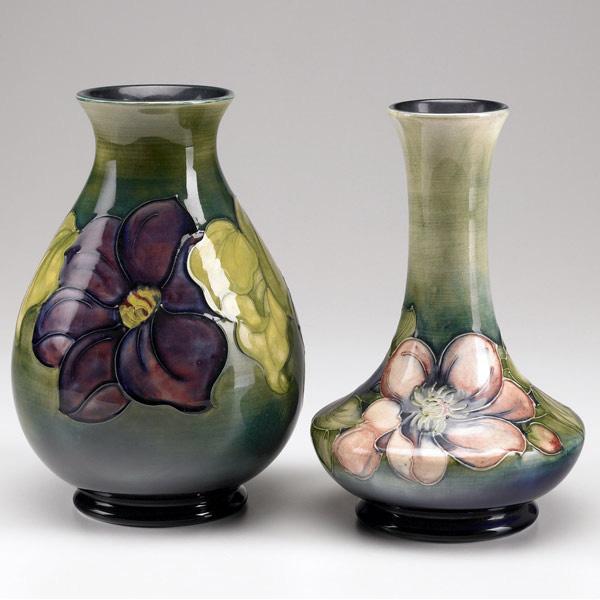 Appraisal: MOORCROFT Two vases in the Anemone pattern on celadon or