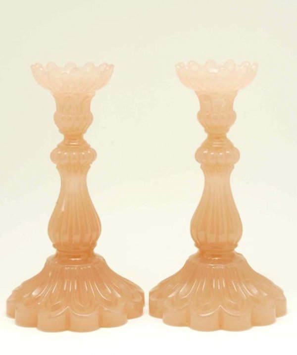 Appraisal: Pair of flared leafed base candlesticks in a Colonial Revival