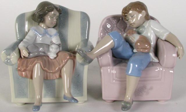 Appraisal: Two Lladro porcelain figures boy is ''Naptime Friends'' with box