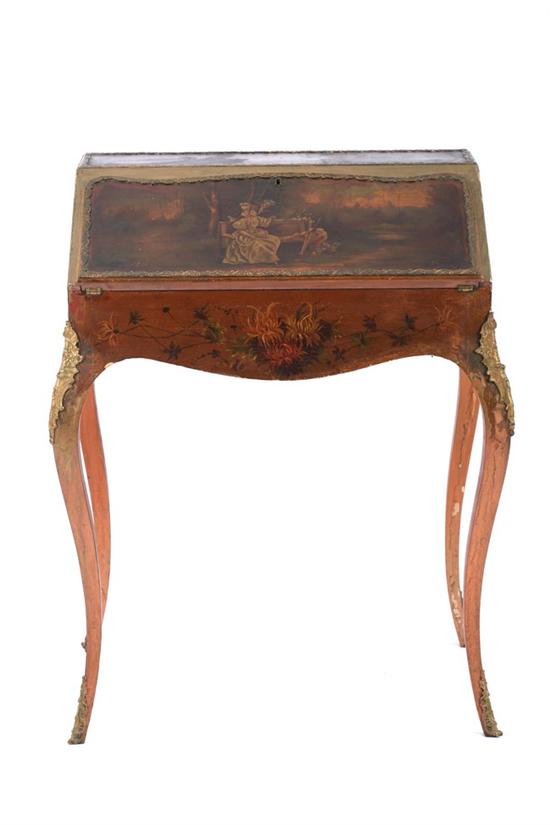 Appraisal: CONTINENTAL ROCOCO REVIVAL STYLE PAINTED ESCRITOIRE early th century With