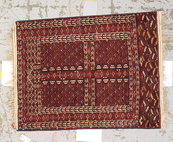 Appraisal: A Tekke rug Turkestan late th century size approximately ft