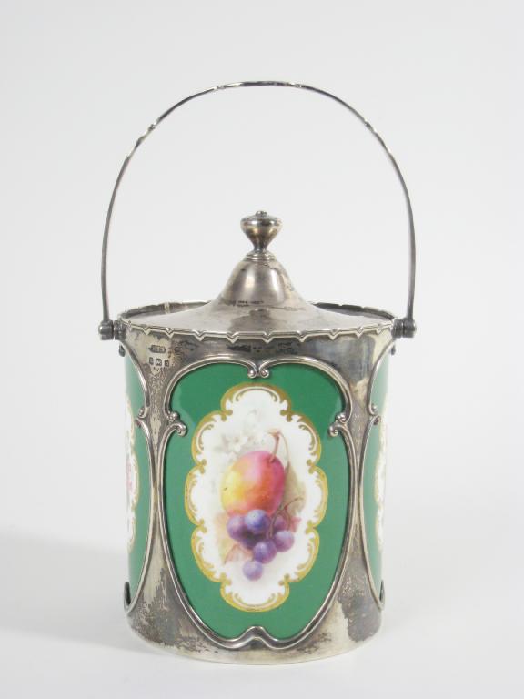 Appraisal: A Royal Worcester Preserve Jar with finely painted reserves of