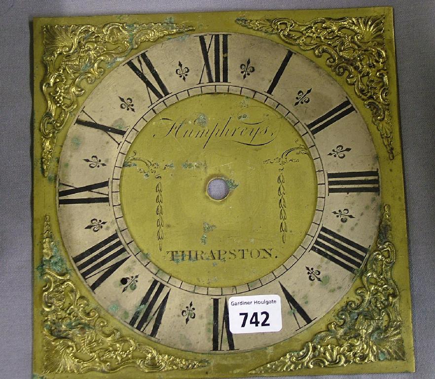 Appraisal: square brass dial signed Humphreys Thrapston used for practice engraving