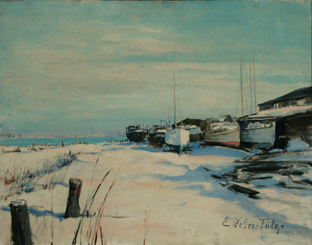 Appraisal: Elisabeth Weber-F l p Hungarian - Winter Harbor Scene with