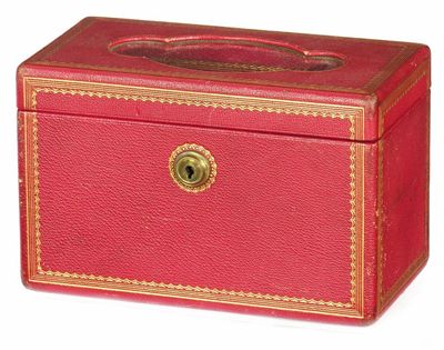 Appraisal: A Scottish red leather stationery box with gilt tooled decoration