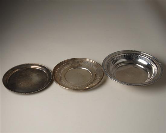 Appraisal: A Sterling Bowl and Two Sterling Salvers the bowl by