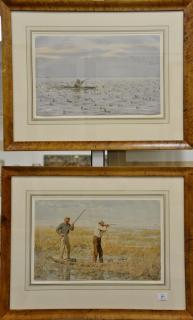 Appraisal: Arthur Burdett Frost - pair of chromolithographs Duck Hunting in