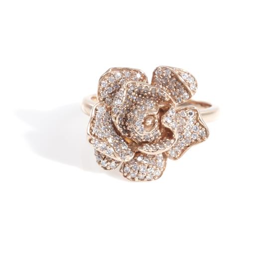 Appraisal: Diamond and rose gold ring diamond-set floriform in K rose