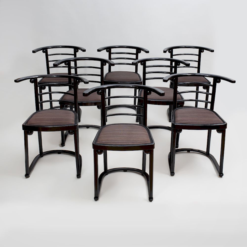 Appraisal: Set of Eight Josef Hoffman Ebonized Bentwood Fledermaus Caf Chairs