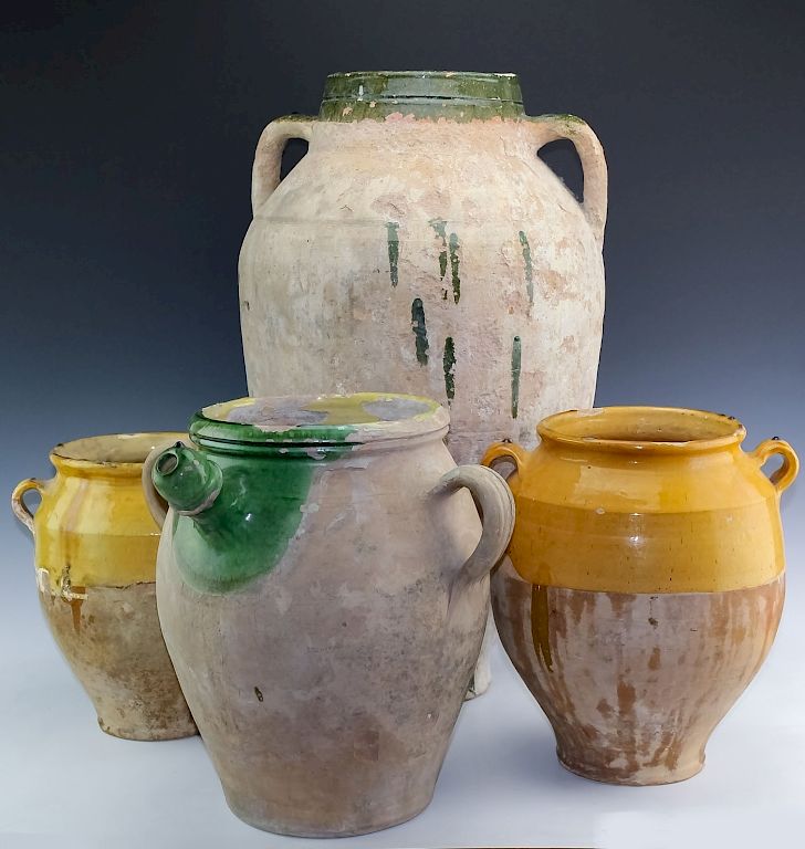 Appraisal: Old Italian Ceramic Pottery Stoneware Vessel Vase Collection of four