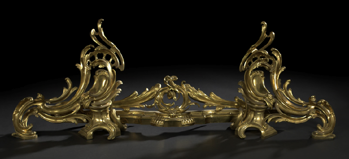 Appraisal: Large and Dramatic French Gilt-Brass Fireplace Fender ca in the