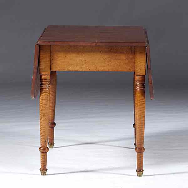 Appraisal: Curly Maple Drop Leaf Table American th century a curly