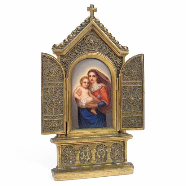 Appraisal: A porcelain plaque of the Sistine Madonna within a gilt