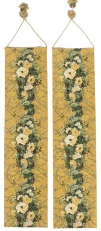 Appraisal: pair Architectural fabric wall panels th c printed fabric with