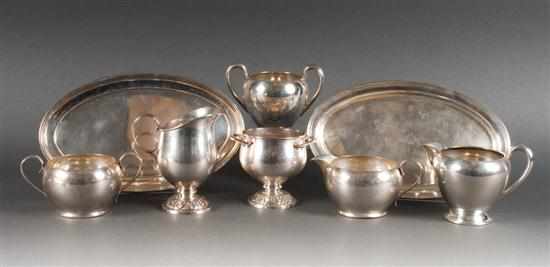 Appraisal: Three American sterling silver cream and sugar sets and two