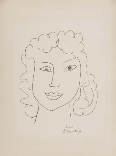 Appraisal: HENRI MATISSE T te de jeune fille de face Lithograph