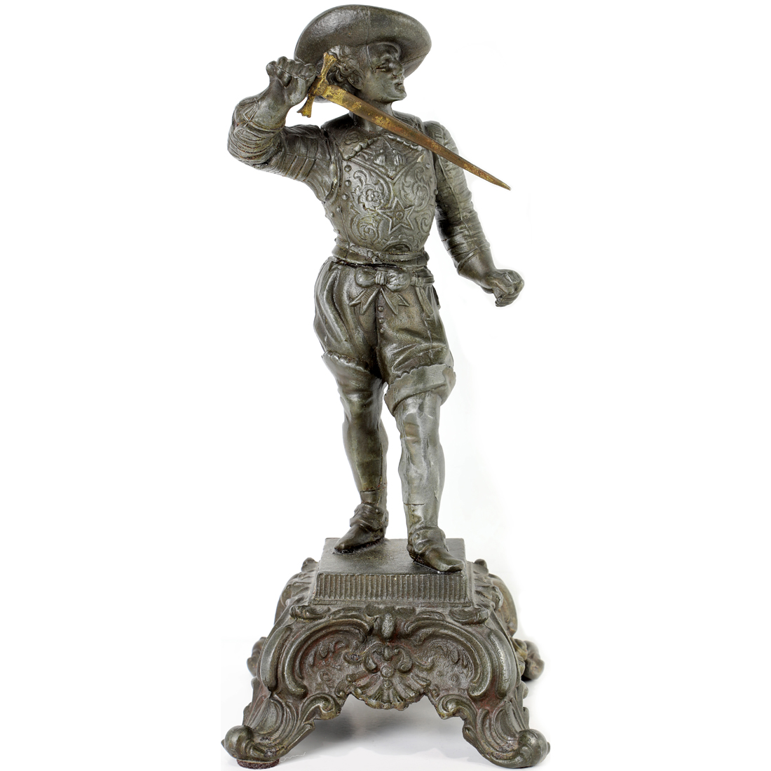 Appraisal: SCULPTURE FRENCH SCHOOL French School th century Cavalier spelter sculpture