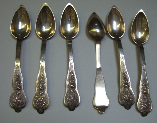 Appraisal: A set of six French teaspoons the fronts of the