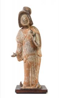 Appraisal: A Painted Pottery Figure of a Fat Lady A Painted