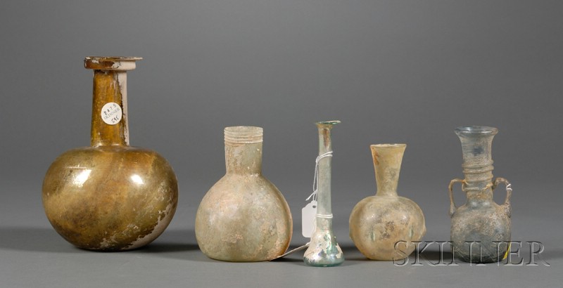 Appraisal: Thirteen Glass Antiquities all vases in varying shapes colors and