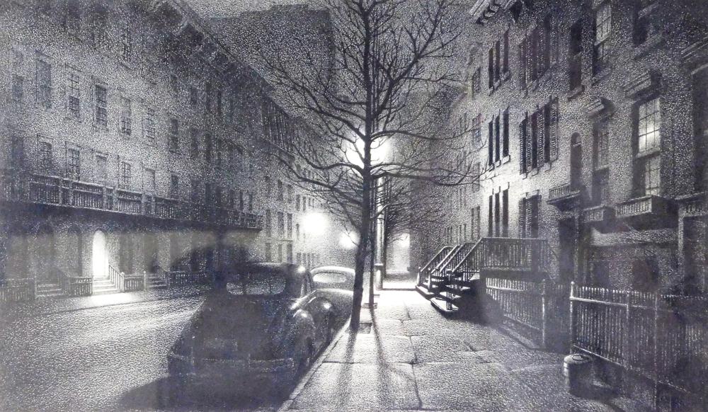 Appraisal: Stow Wengenroth American - Quiet Hour lithograph nighttime street scene