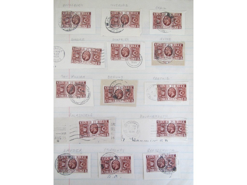 Appraisal: George V pages of franked three halfpence stamps Scottish towns