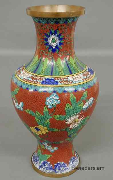 Appraisal: Colorful cloisonn urn-form vase c the base drilled for a