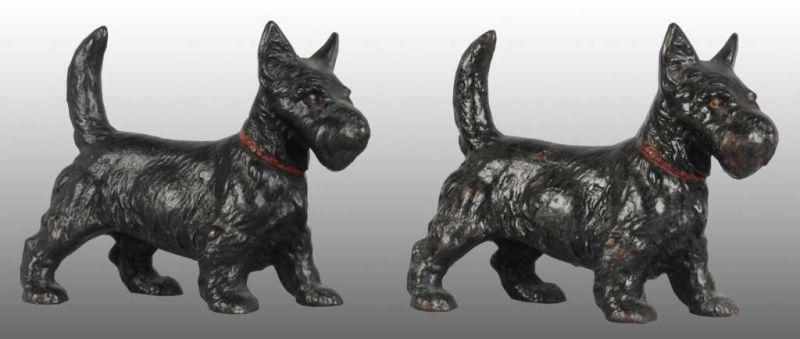 Appraisal: Scottie Dog Cast Iron Bookends Description Made by Hubley Full-figure