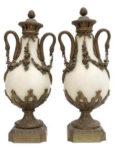 Appraisal: pair French Empire style marble urn-form cassolettes late th c