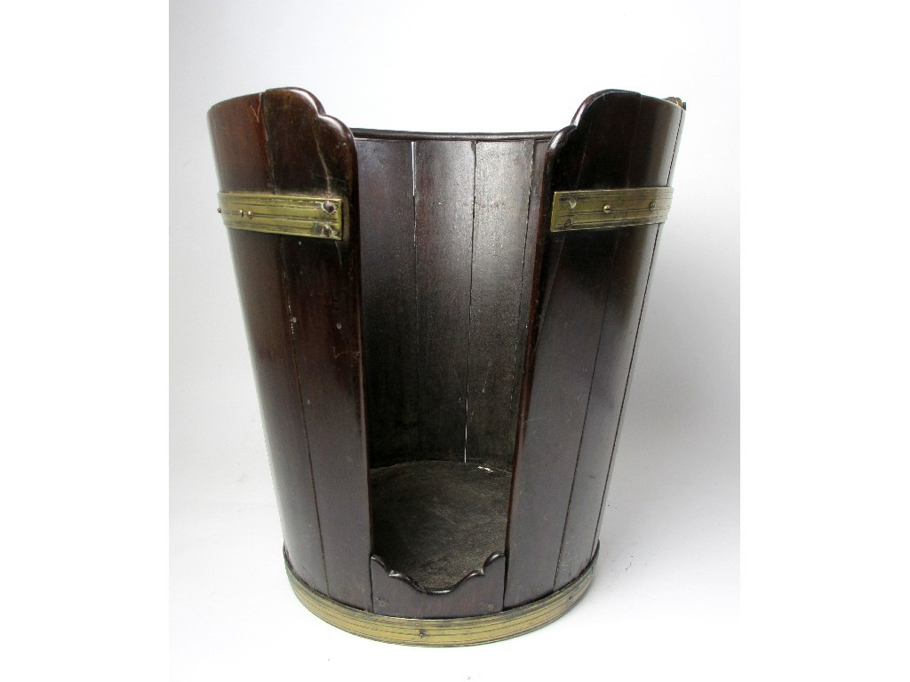 Appraisal: A George III mahogany and brass bound plate bucket with