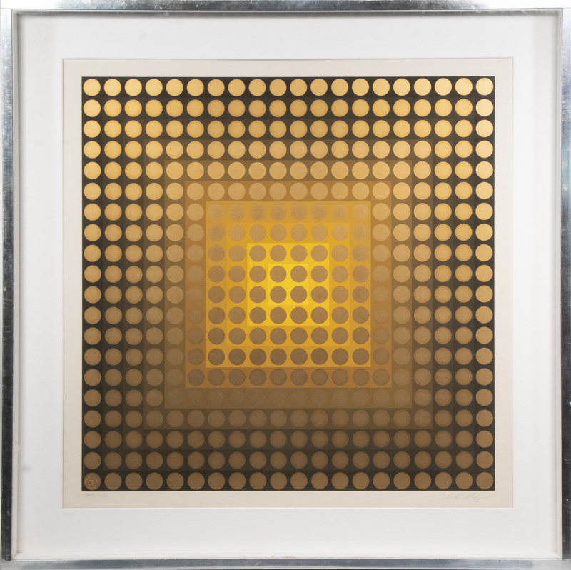 Appraisal: VICTOR VASARELY FRANCE HUNGARY - CTA Gold serigraph signed Vasarely