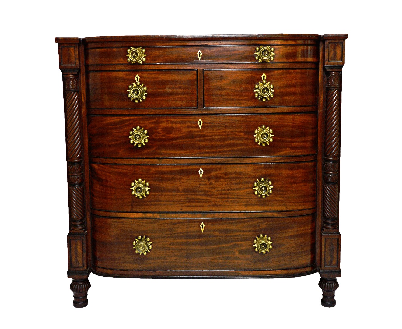 Appraisal: An early th century Scottish mahogany bow front chest with