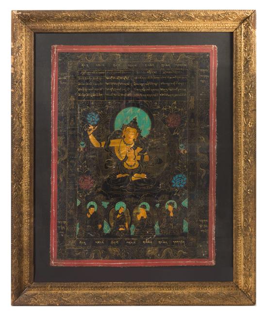 Appraisal: Sale Lot A Tibetan Painted Album Leaf the central Bodhisattva