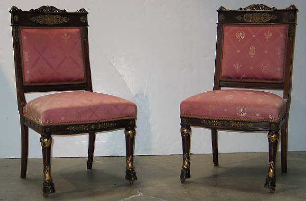 Appraisal: A pair of Napoleon III gilt bronze mounted mahogany side