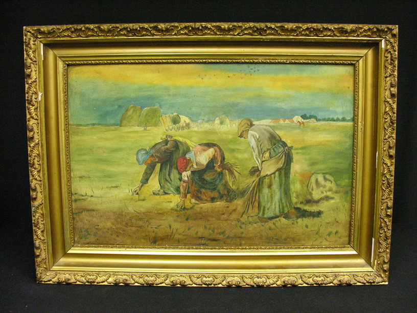 Appraisal: EARLY PAINTING ON TIN LANDSCAPE No signature found - However