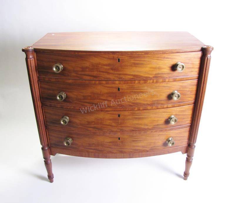 Appraisal: An antique Sheraton transitional style four-drawer chest pine secondary woods