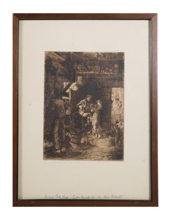 Appraisal: Etching by Tom Roberts titled Chinese Cook Shop Little Bourne