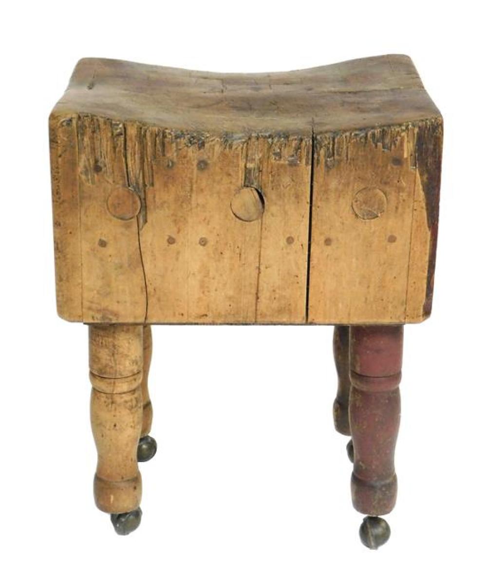 Appraisal: Continental butcher's block on stand th early th C comprised