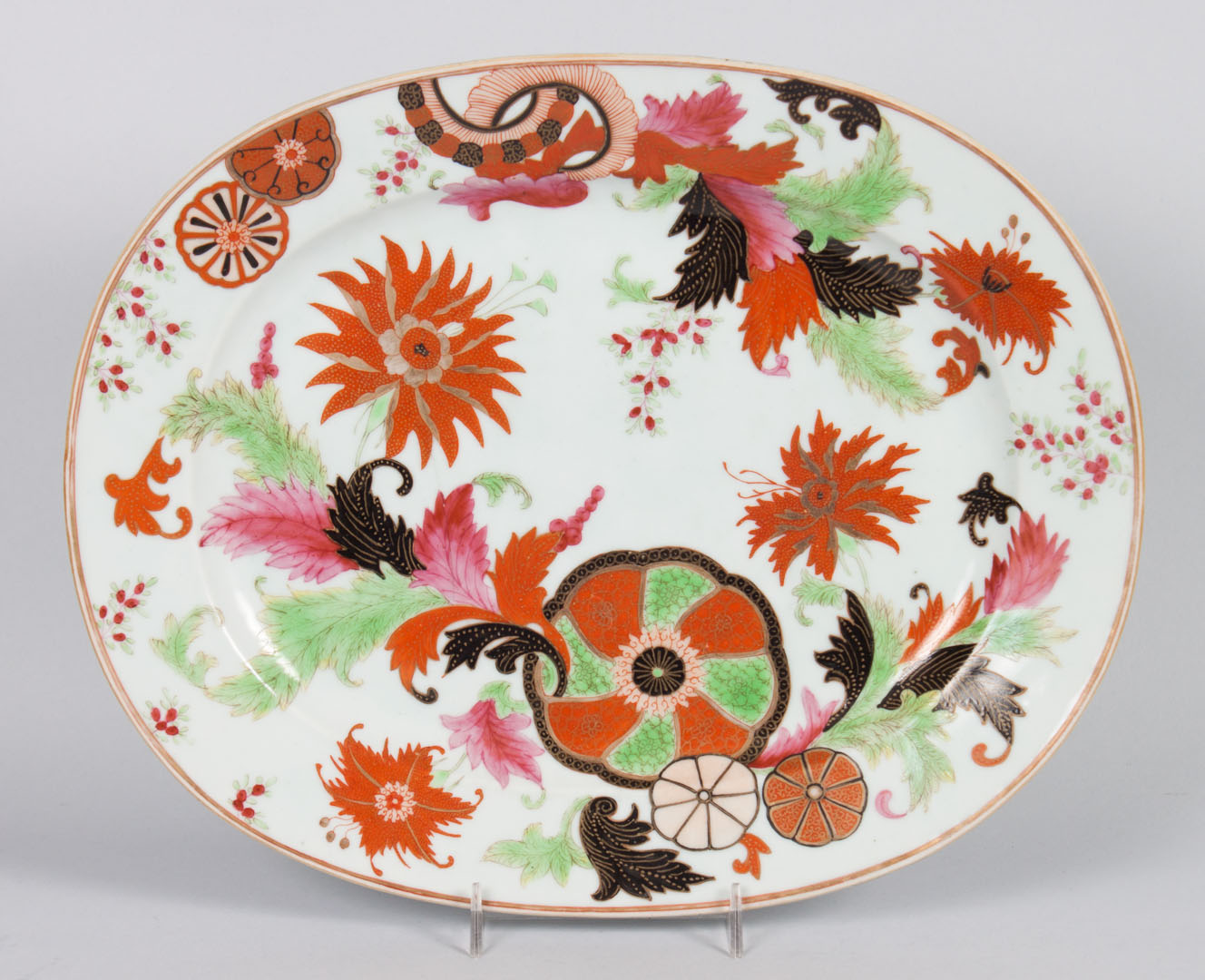 Appraisal: Chinese Export Pseudo Tobacco Leaf platter circa porcelain platter with