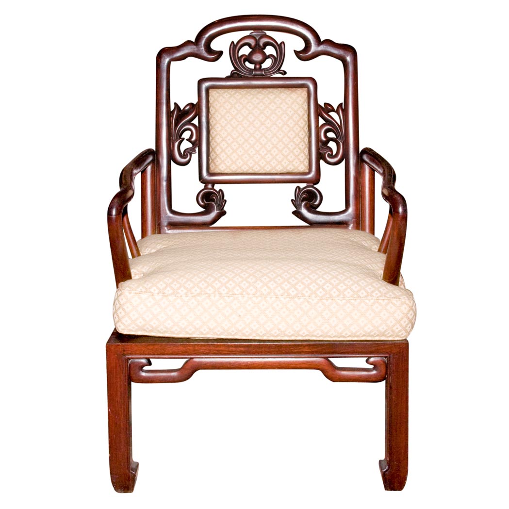 Appraisal: Pair of Chinese Hardwood Open Armchairs C Property of a