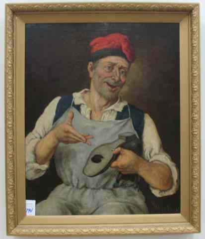 Appraisal: ITALIAN TH CENTURY OIL ON CANVAS Study of a cobbler