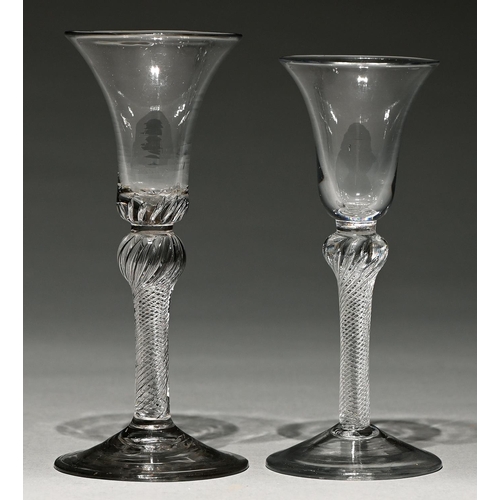 Appraisal: Two English wine glasses c the bell bowl on multi