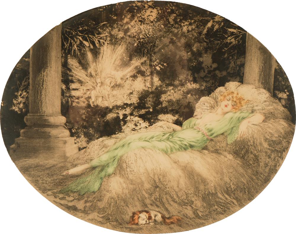 Appraisal: LOUIS ICART - LA BELLE AU BOIS DORMANTSleeping Beauty color