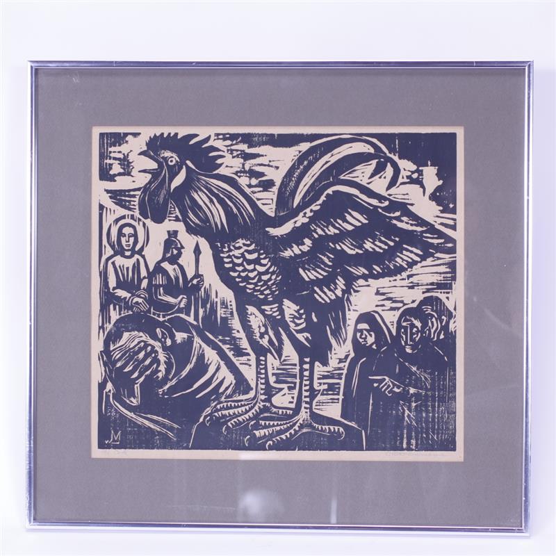 Appraisal: The Cock woodblock print H x W