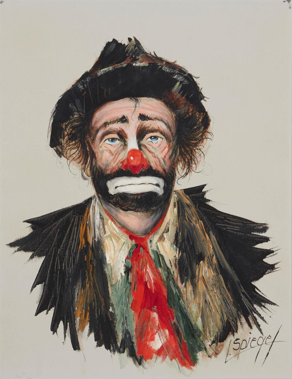 Appraisal: Louis Spiegel - Cincinnati OH Clown Oil on canvas Signed