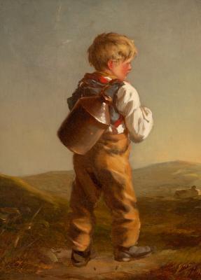 Appraisal: English School th Century Boy with Flagon oil on board