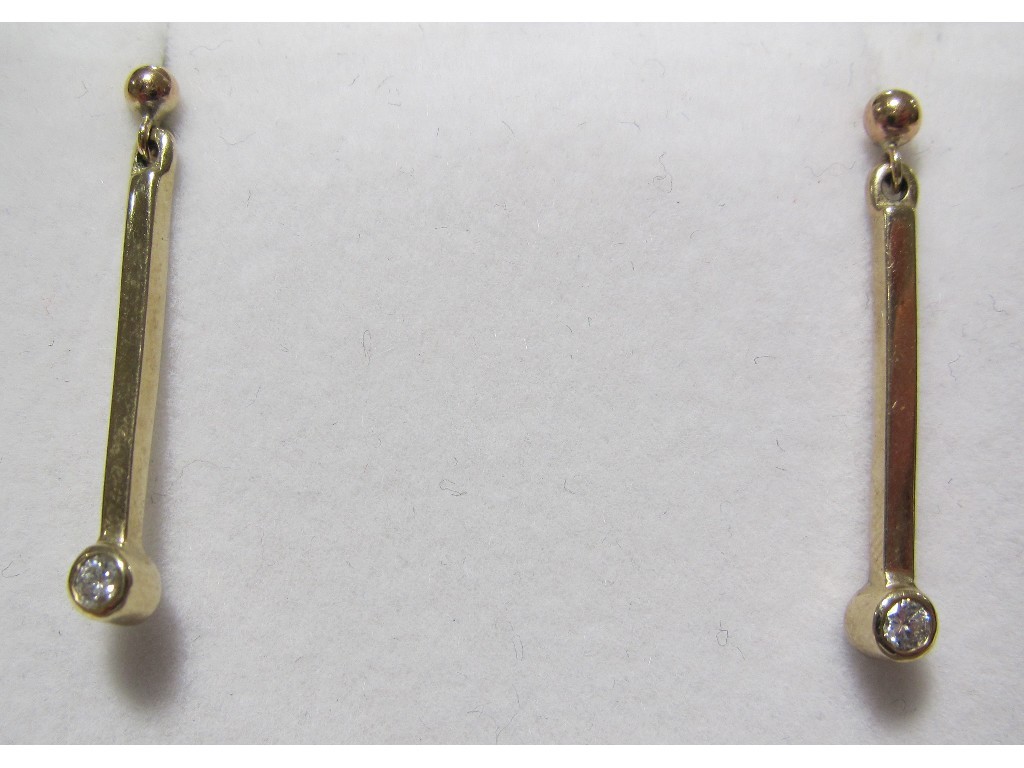 Appraisal: Pair of ct gold collette set diamond drop earrings