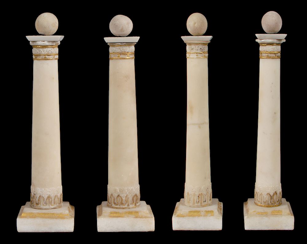 Appraisal: Carrera Marble Carved Gilt Grand Tour Columns Set of Grand