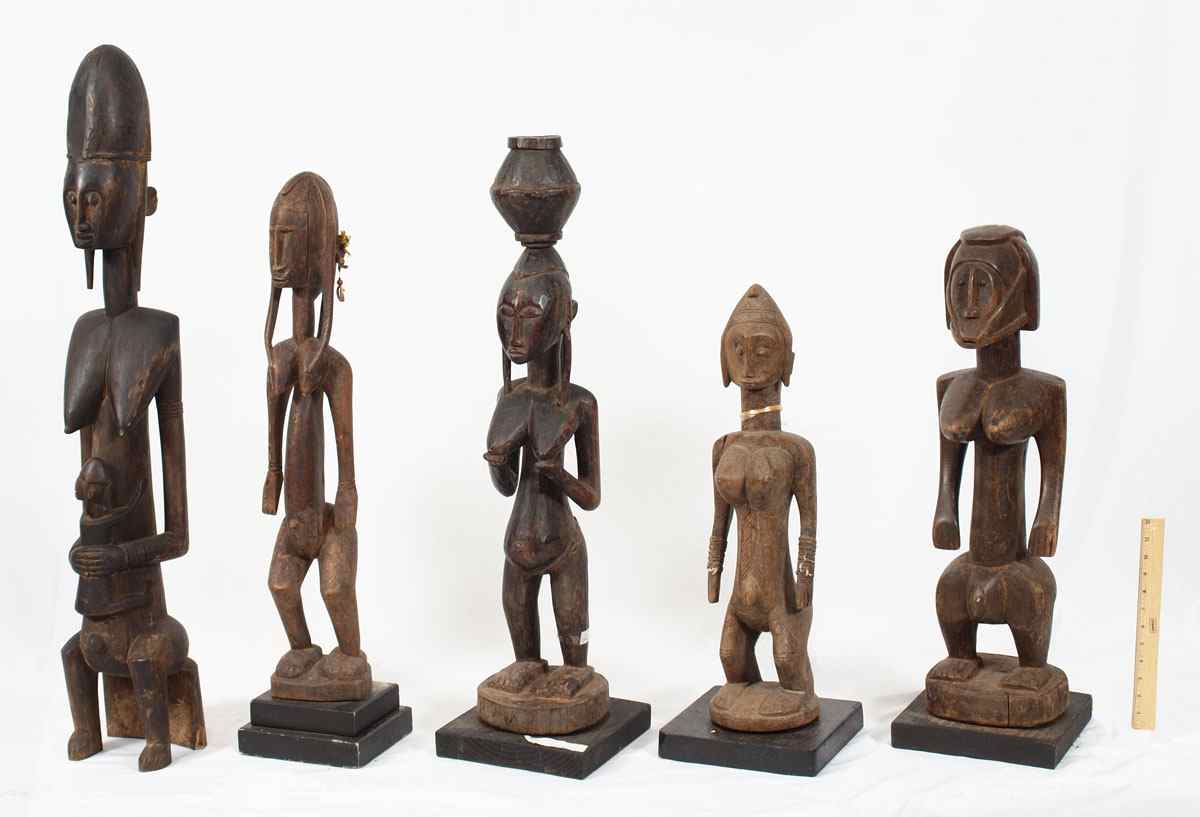 Appraisal: CARVED AFRICAN BAMBARA FIGURES '' x '' x '' lbs